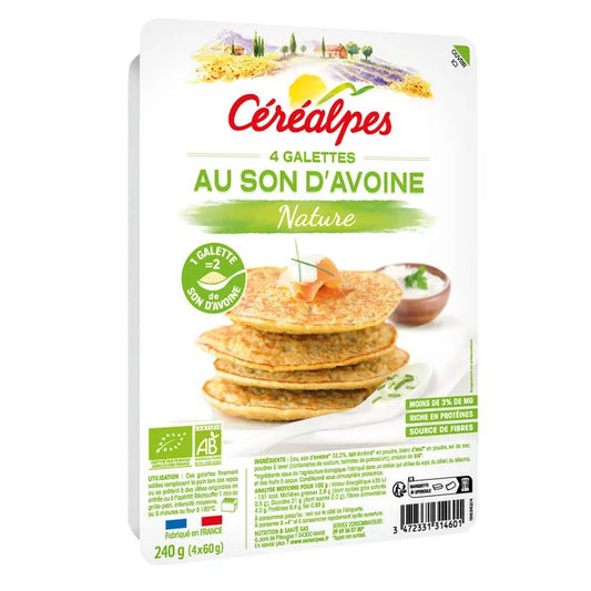 CEREALPES -- Galettes son avoine nature x4