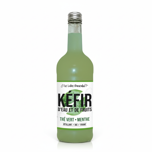 Kéfir d'eau et de fruits the vert, menthe